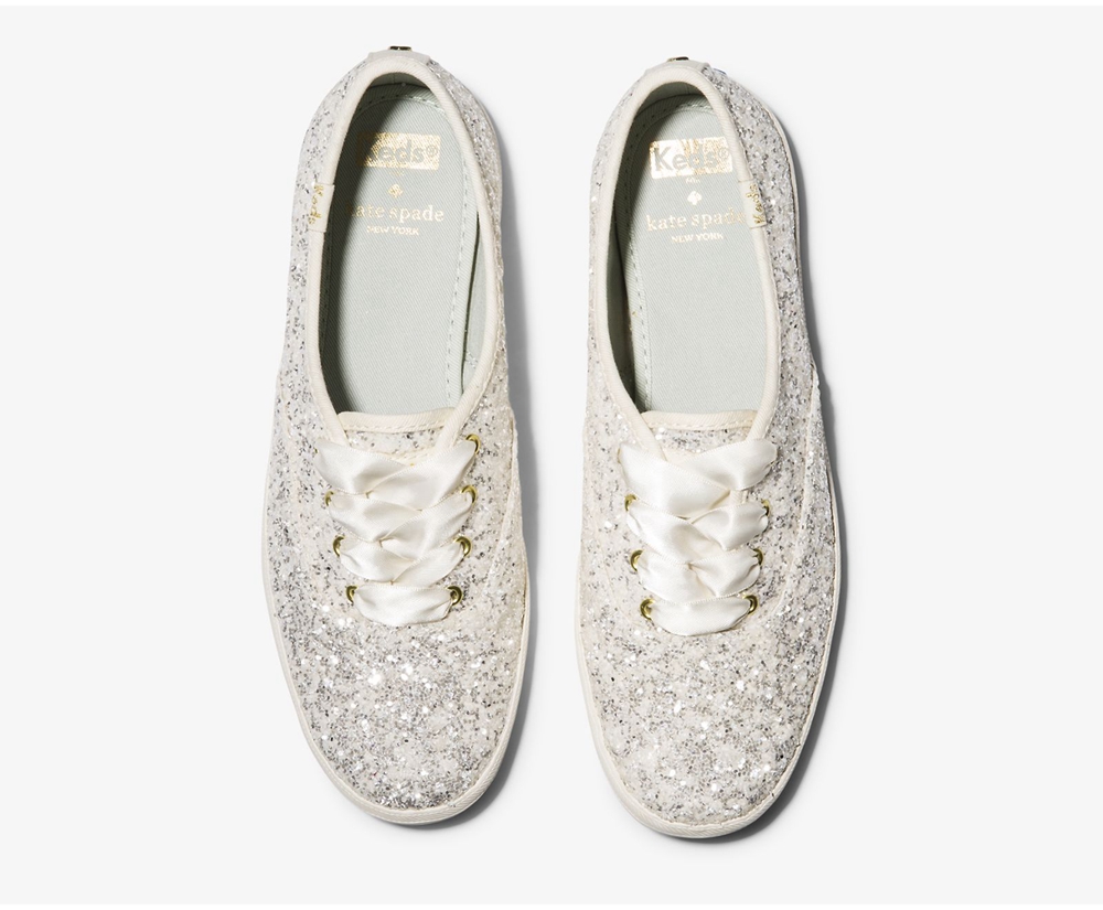 Zapatillas Keds Mujer Blancas - Kate Spade New York Champion Glitter - 180-JTEFUN